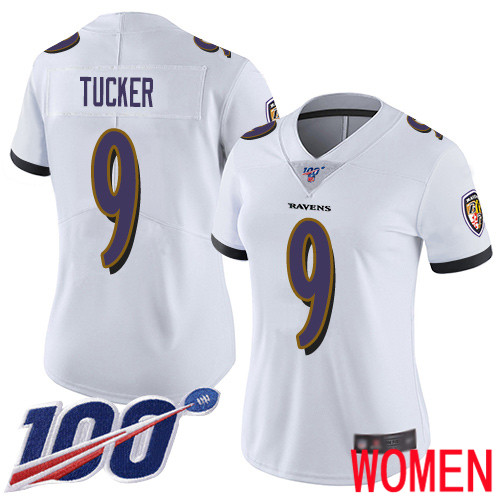 Baltimore Ravens Limited White Women Justin Tucker Road Jersey NFL Football #9 100th Season Vapor Untouchable->baltimore ravens->NFL Jersey